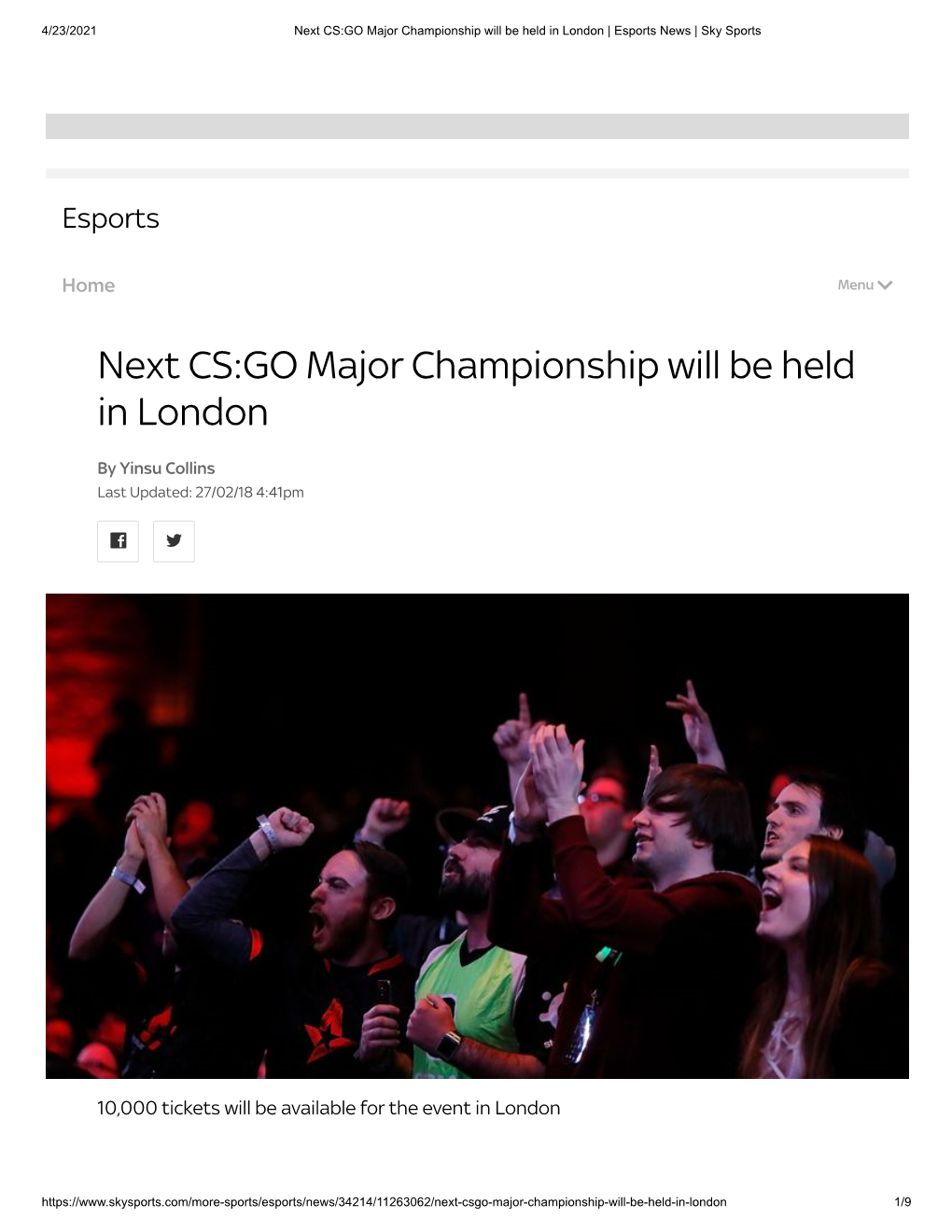 Next CS:GO Major Championship Will Be Held in London | Esports News | Sky Sports