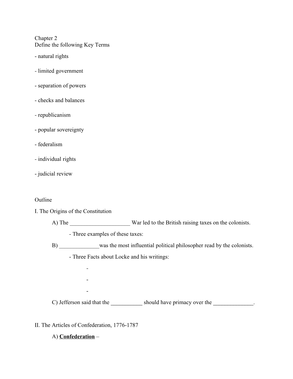 Chapter 2 Define the Following Key Terms