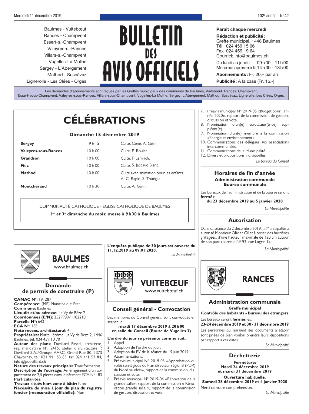 Bulletin Avis Officiels