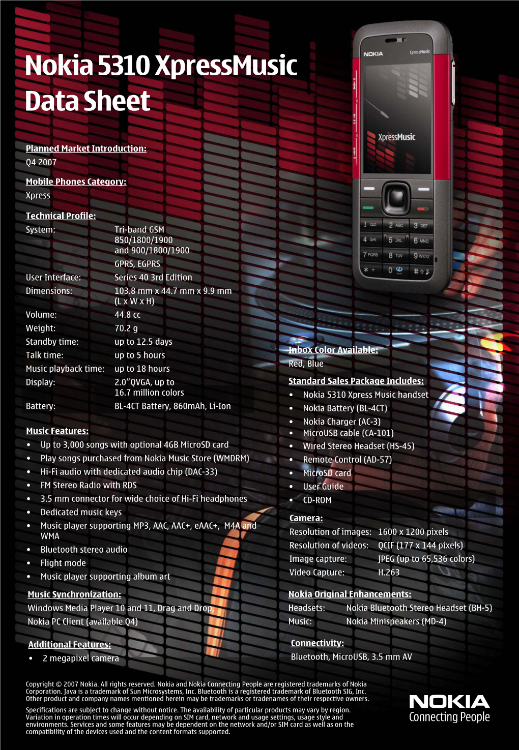 Nokia 5310 Xpressmusic Data Sheet