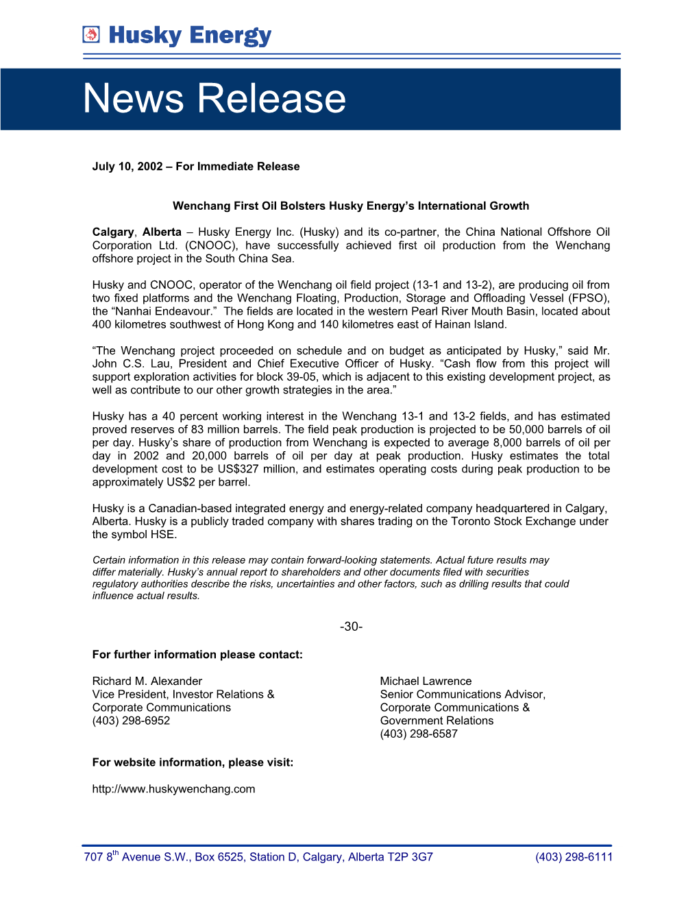 News Release News Release