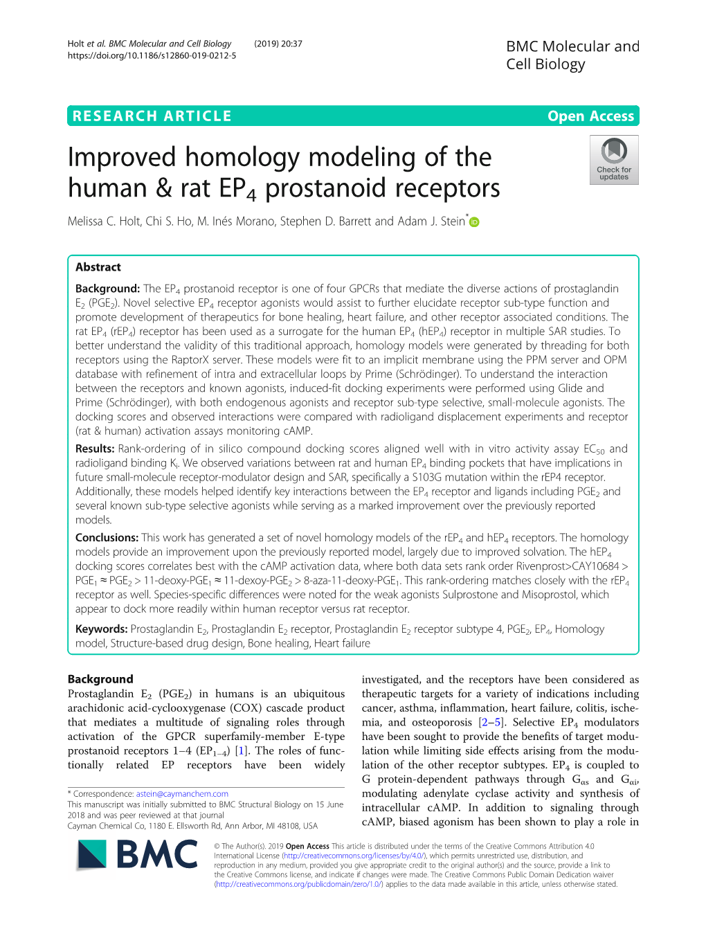 Improved Homology Modeling of the Human & Rat EP4 Prostanoid Receptors