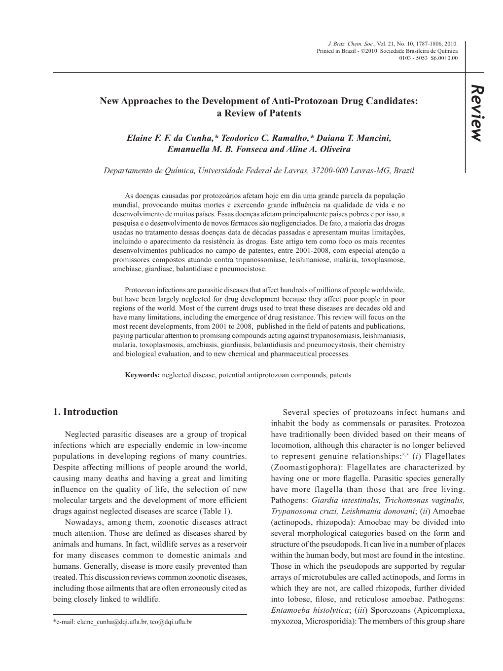 New Approaches to the Development of Anti-Protozoan Drug Candidates: a Review of Patents