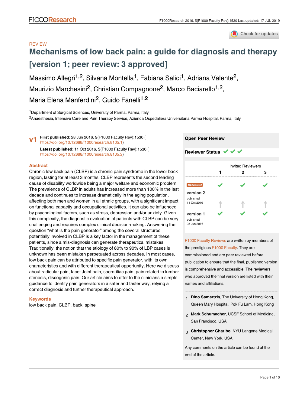 A Guide for Diagnosis and Therapy [Version 1; Peer