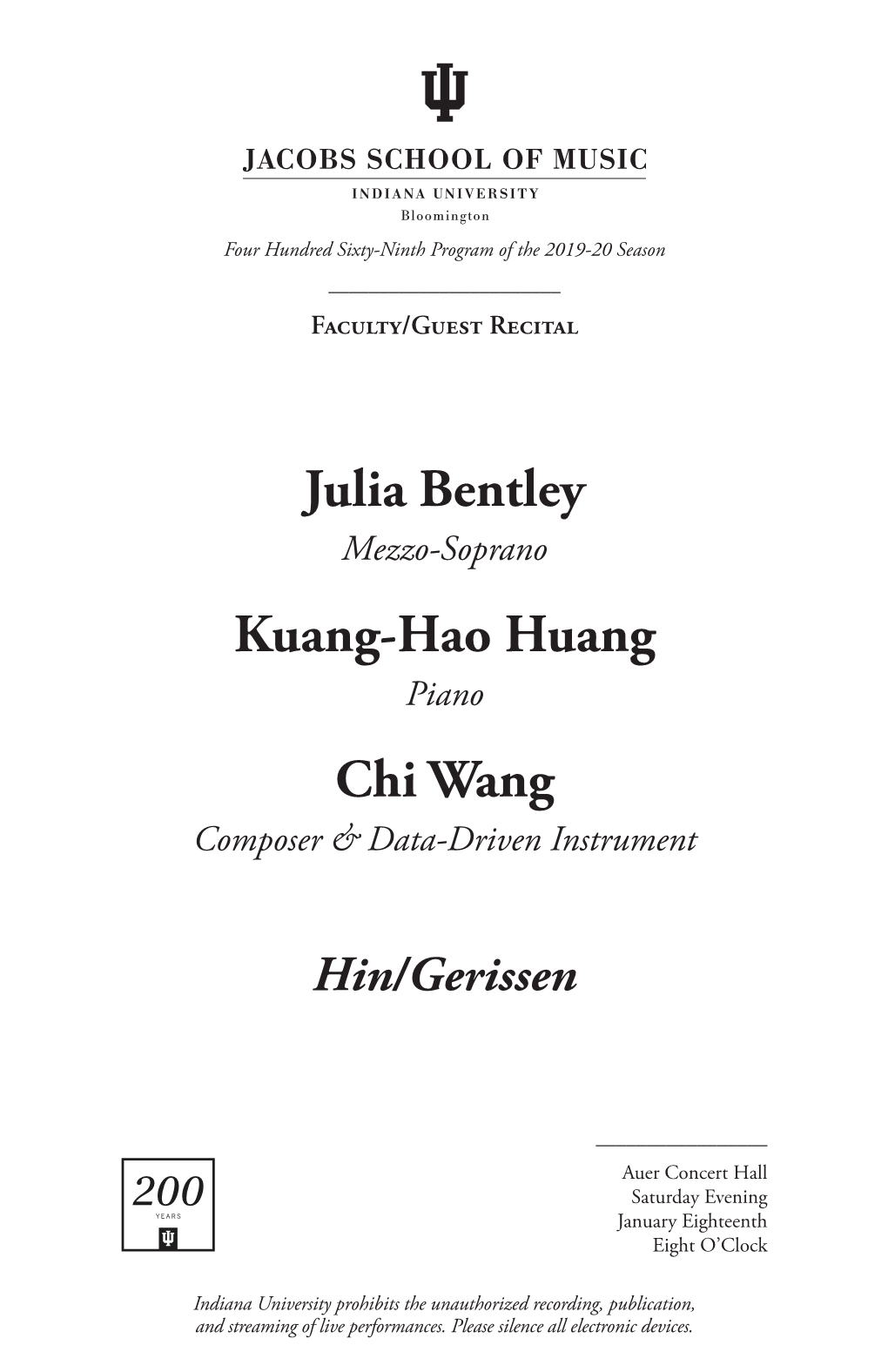 Julia Bentley Kuang-Hao Huang Chi Wang