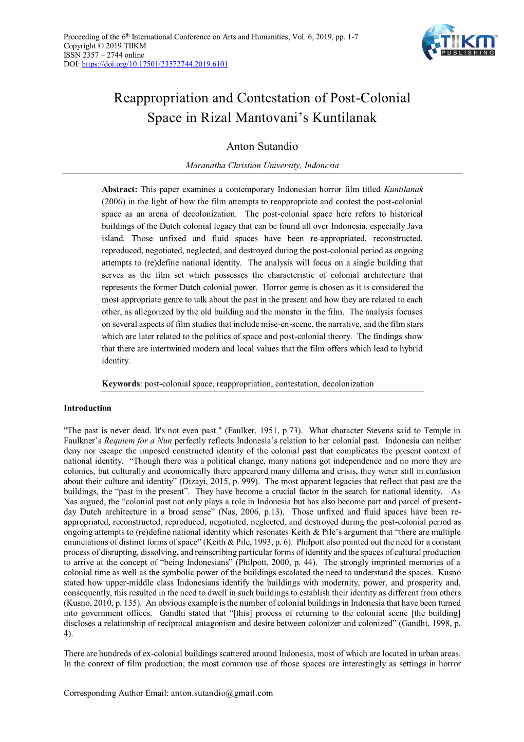 Reappropiation and Contestation of Post-Colonial Space in Rizal