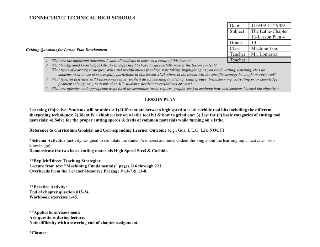 Lesson Plan Format s13