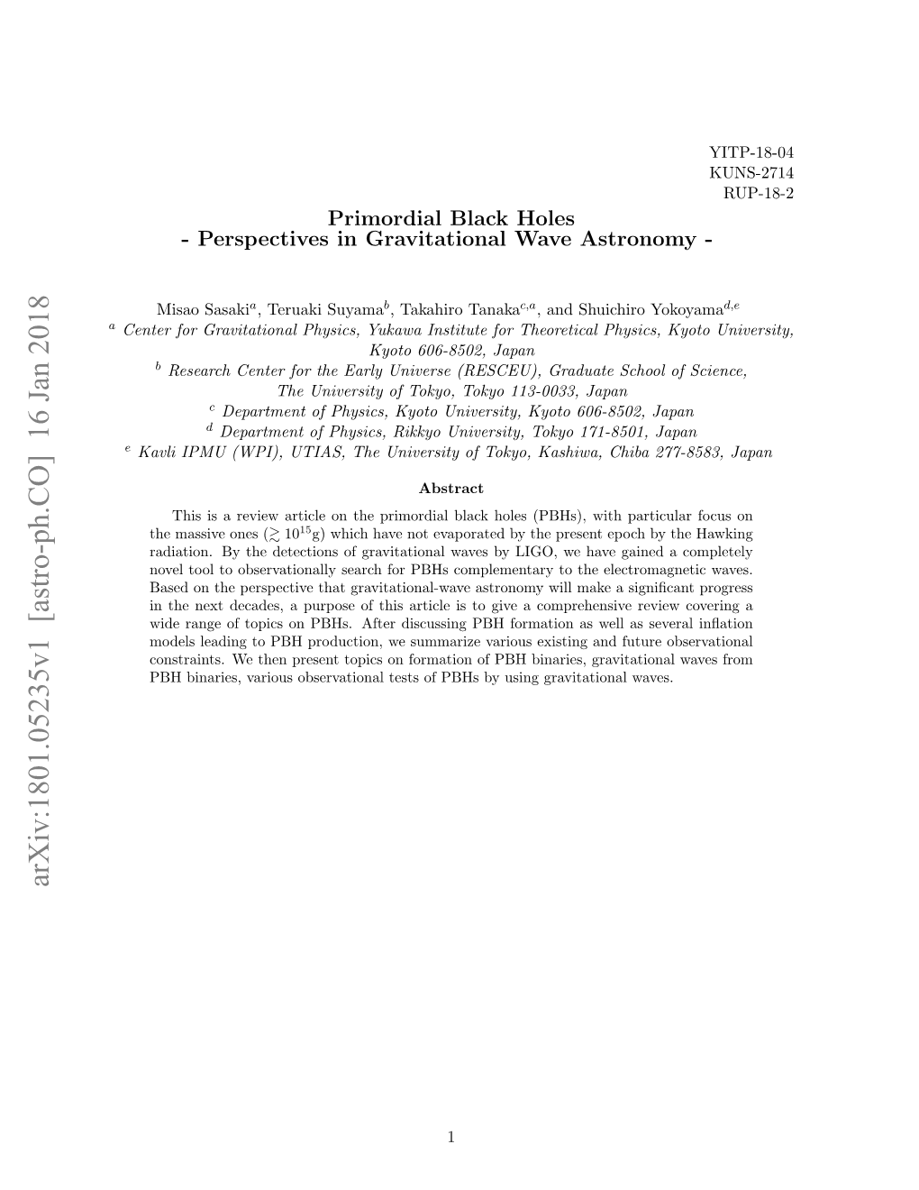 Arxiv:1801.05235V1 [Astro-Ph.CO] 16 Jan 2018