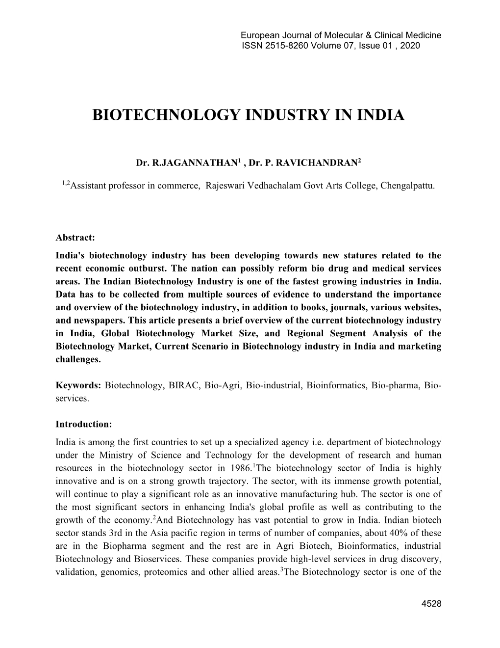 Biotechnology Industry in India