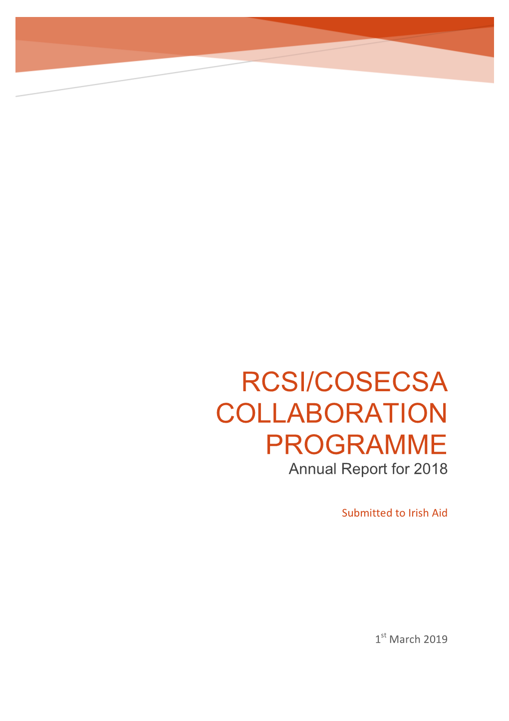 RCSI/COSECSA Collaboration Programme Annual Report 2018