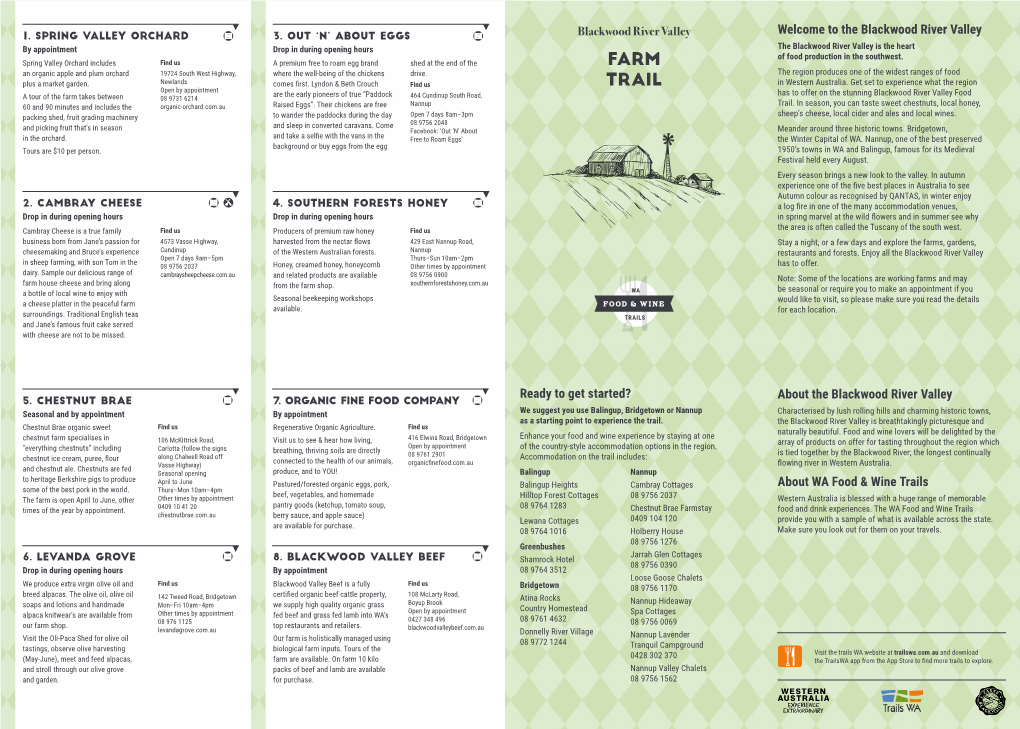 FARM TRAIL MAP Discover the Location of the Blackwood River Valley Farm Trail Businesses Here