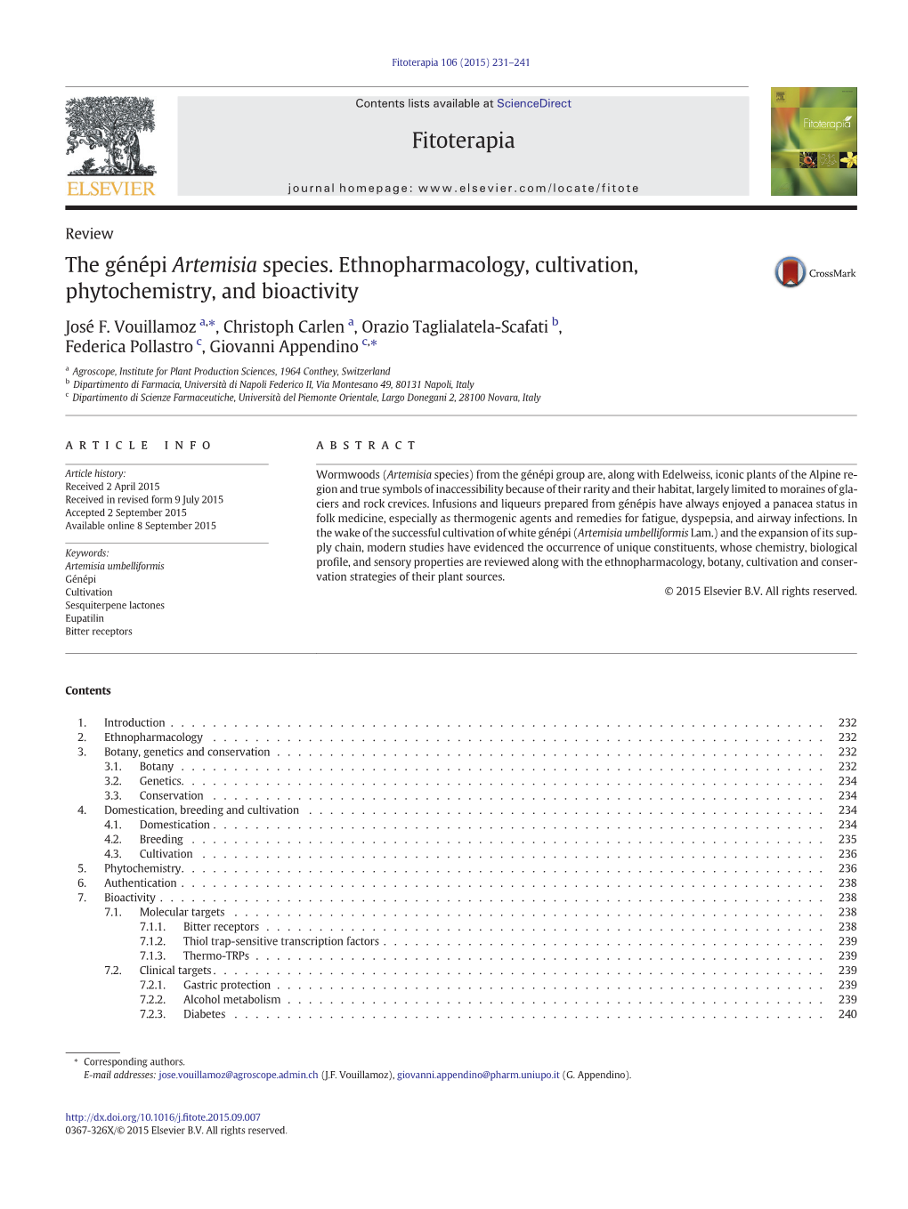 The Génépi Artemisia Species. Ethnopharmacology, Cultivation, Phytochemistry, and Bioactivity