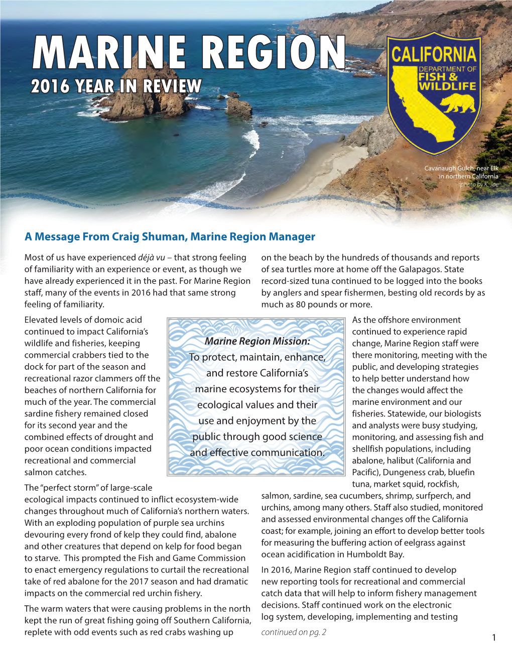 Marine Region 2016 Year in Review