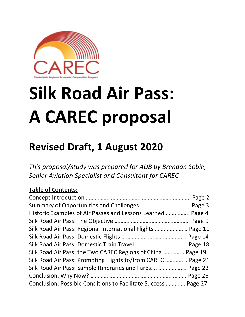 Silk Road Air Pass: a CAREC Proposal