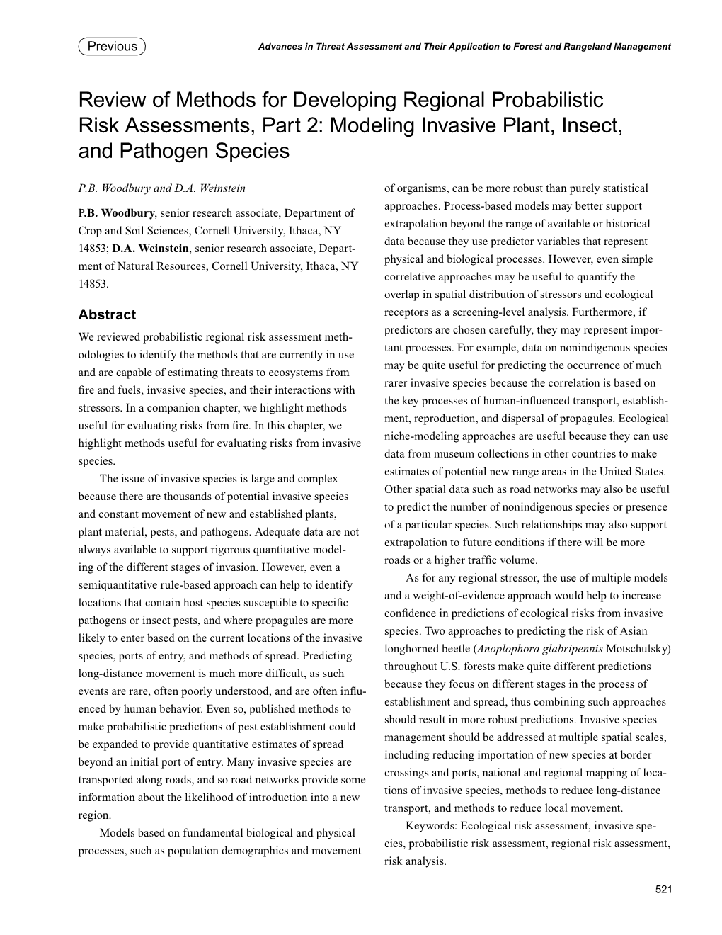 Modeling Invasive Plant, Insect, and Pathogen Species