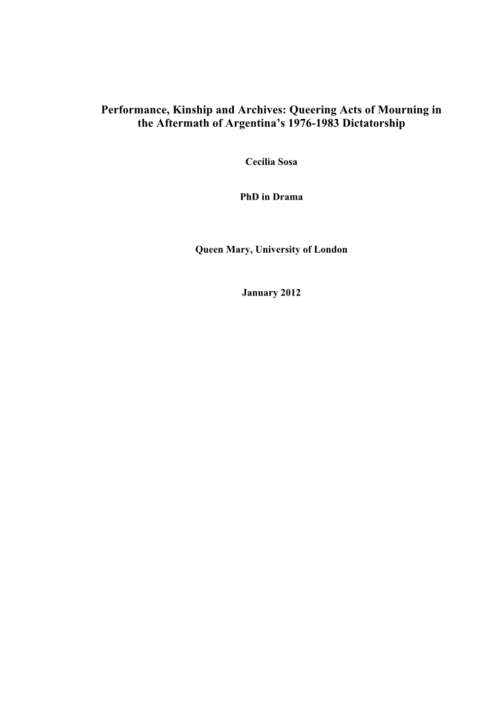 Queering Acts of Mourning in the Aftermath of Argentina’S 1976-1983 Dictatorship
