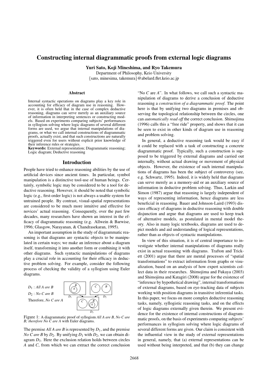 Constructing Internal Diagrammatic Proofs from External Logic Diagrams