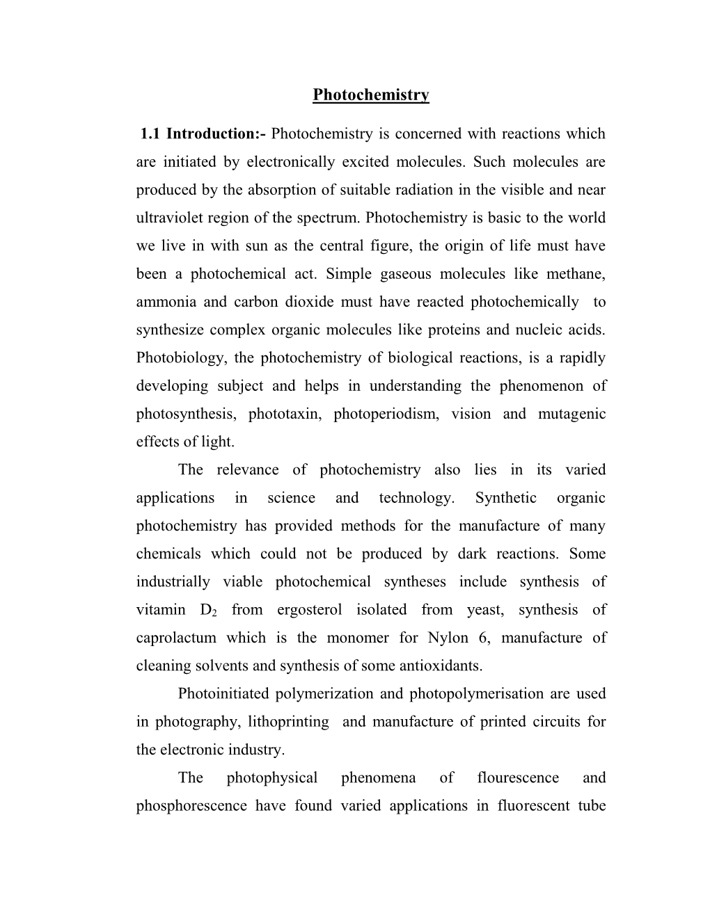 Photochemistry