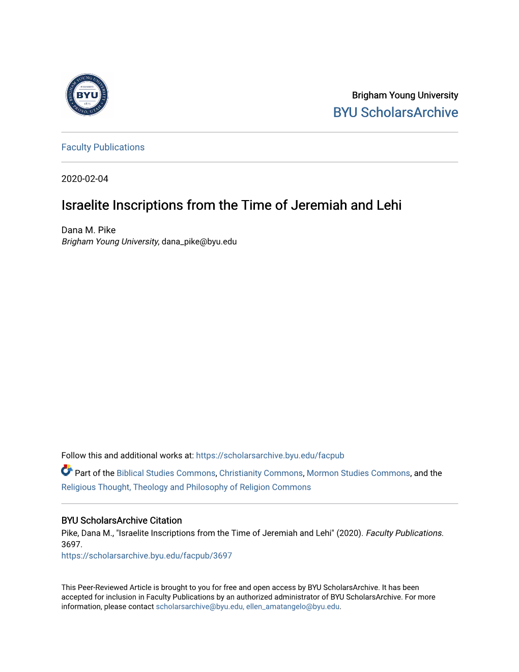 Israelite Inscriptions from the Time of Jeremiah and Lehi