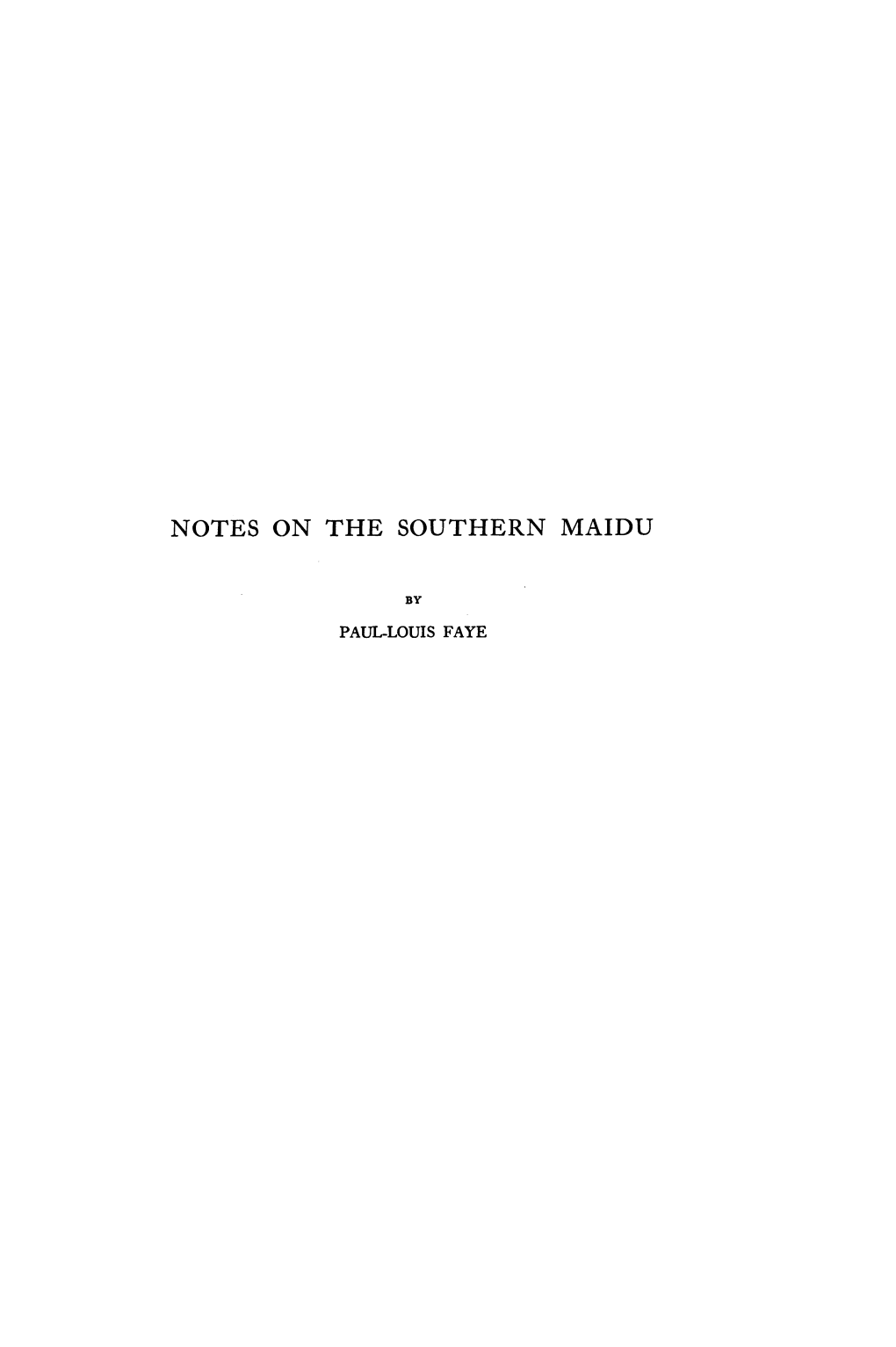 Notes on the Southern Maidu