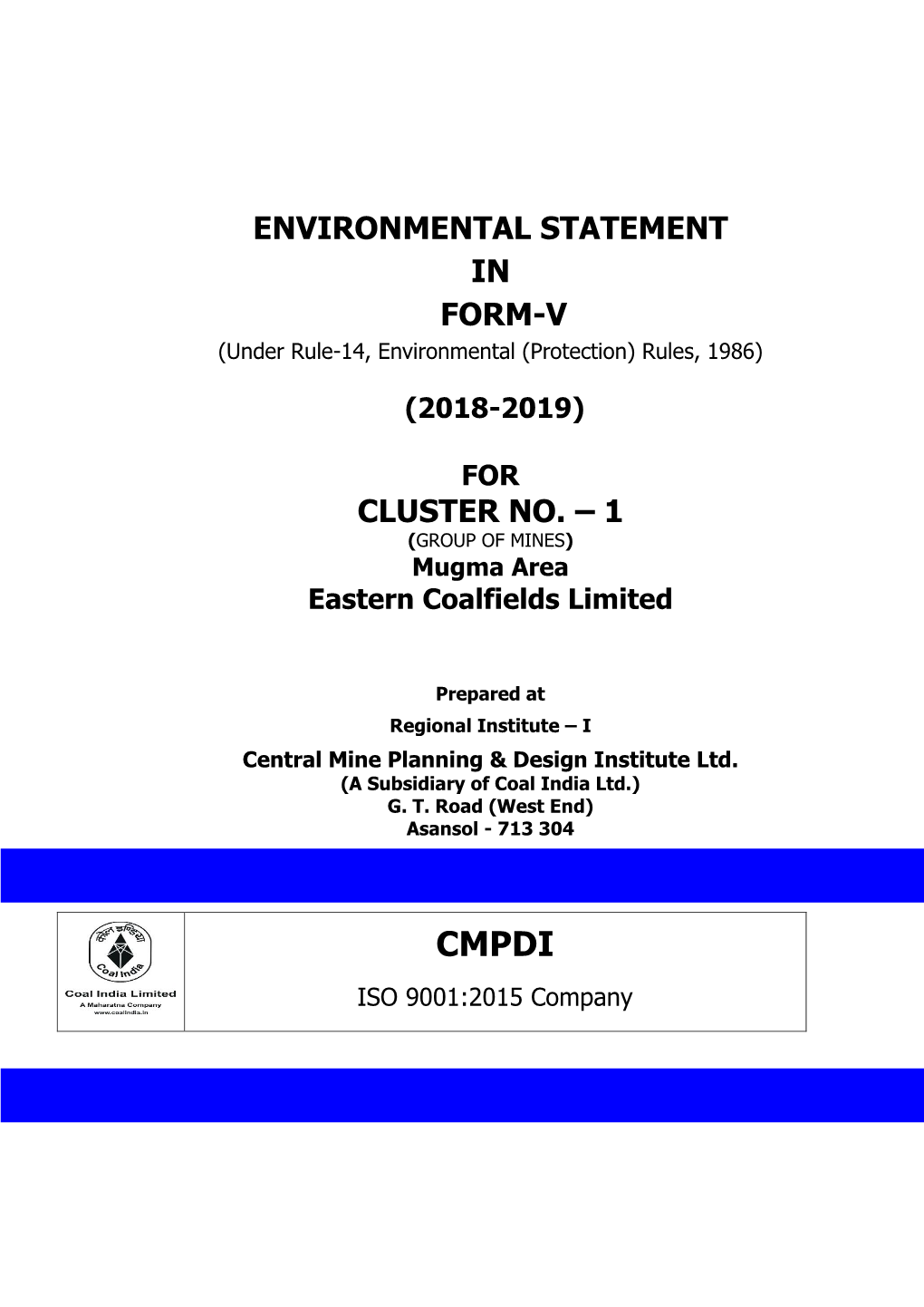 Environmental Statement in Form-V Cluster No