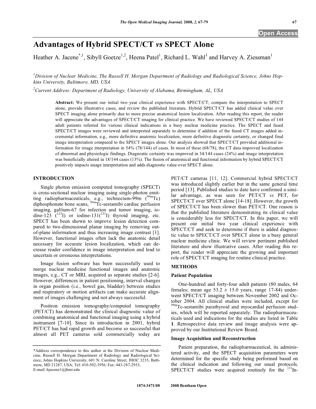 Advantages of Hybrid SPECT/CT Vs SPECT Alone Heather A