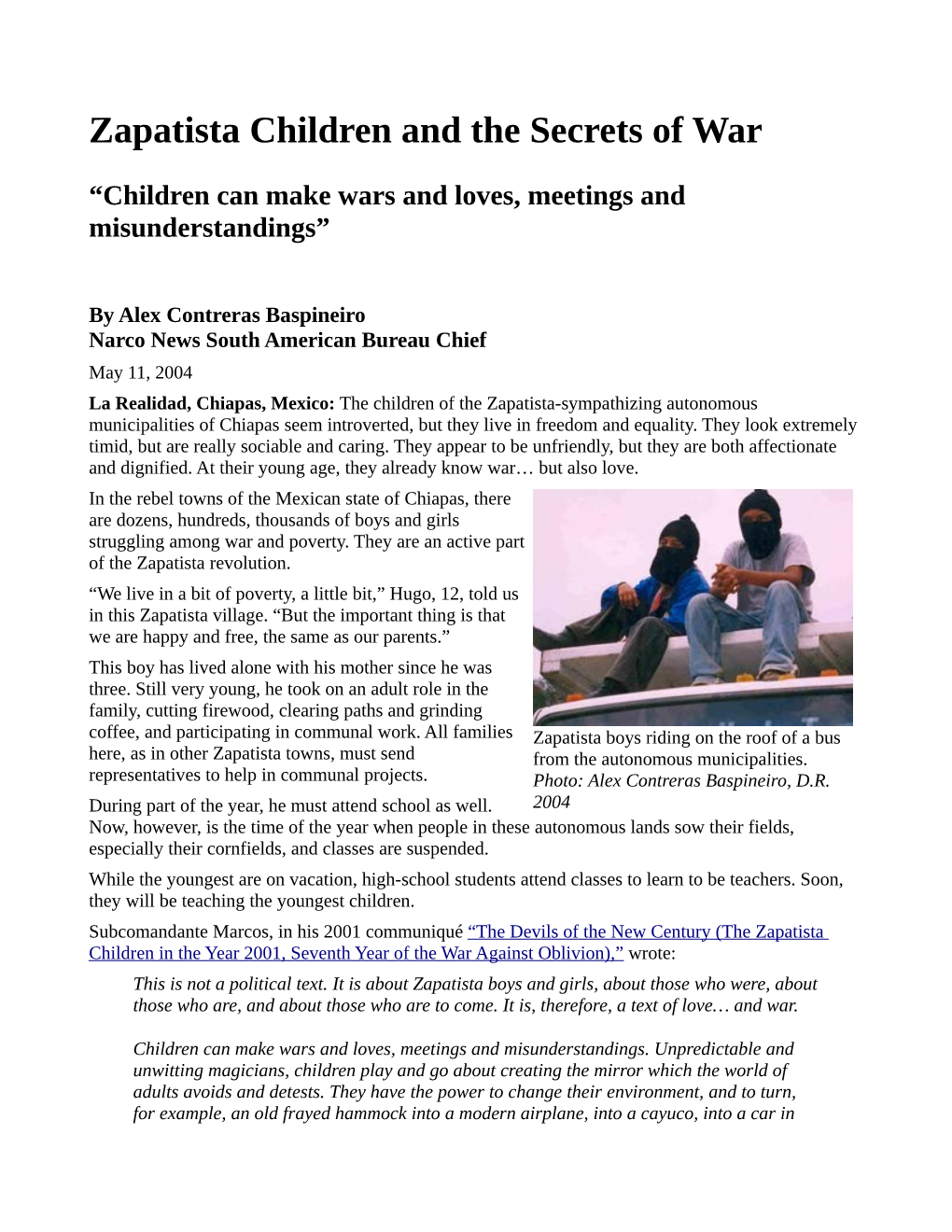 Zapatista Children and the Secrets of War