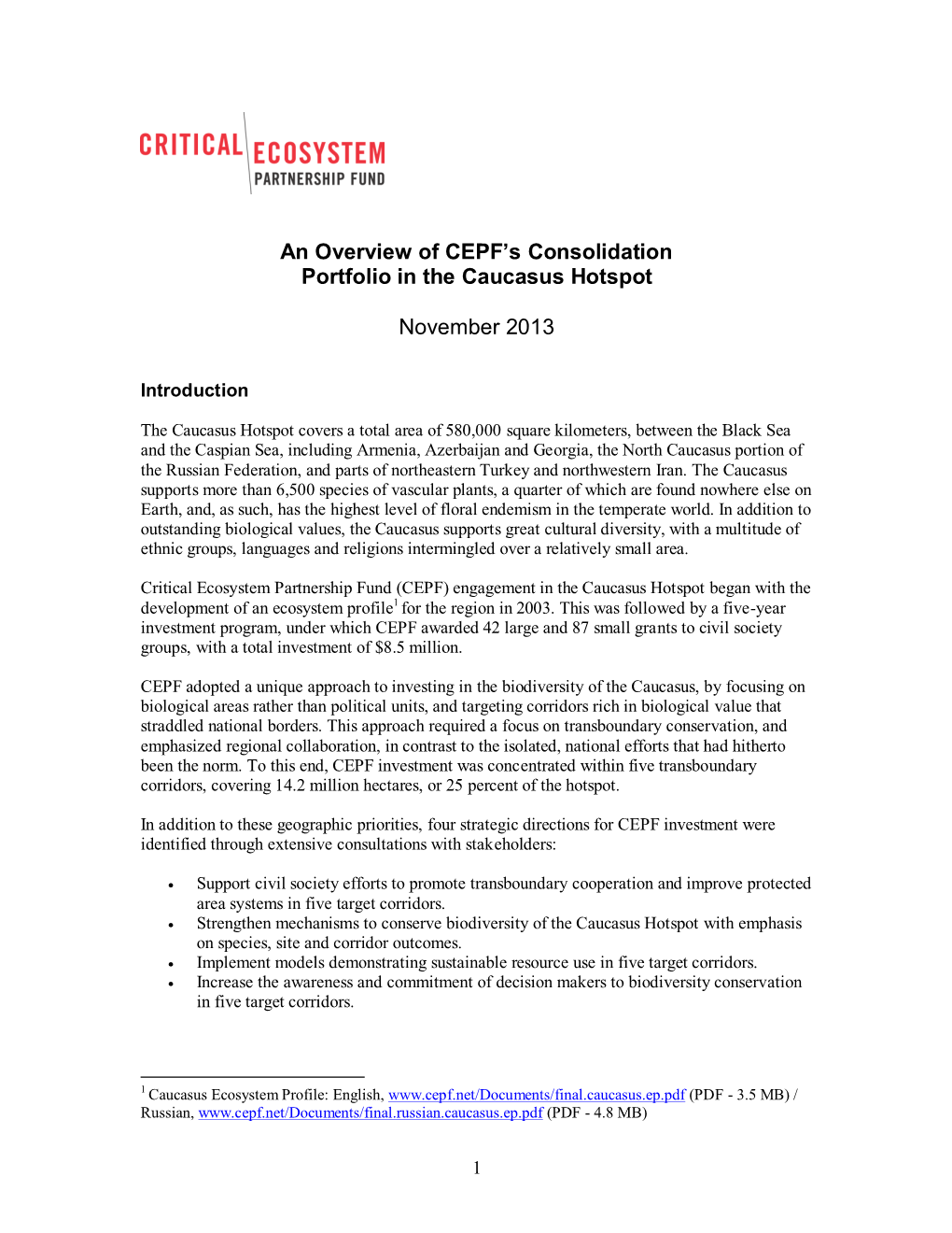 Caucasus Annual Portfolio Overview, 2013 English Pdf 372.25 KB