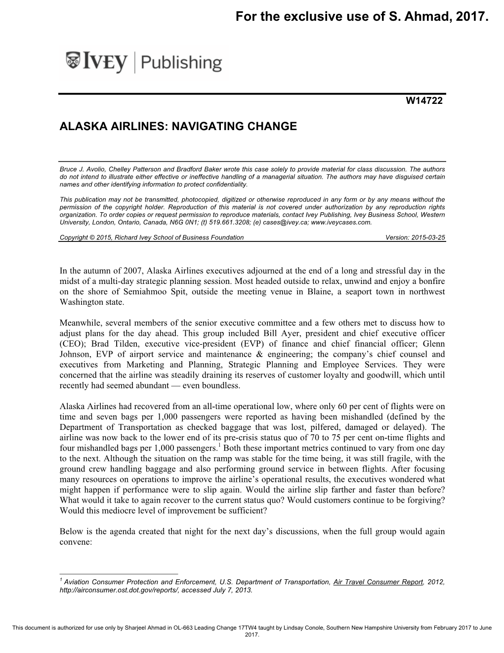 Alaska Airlines: Navigating Change