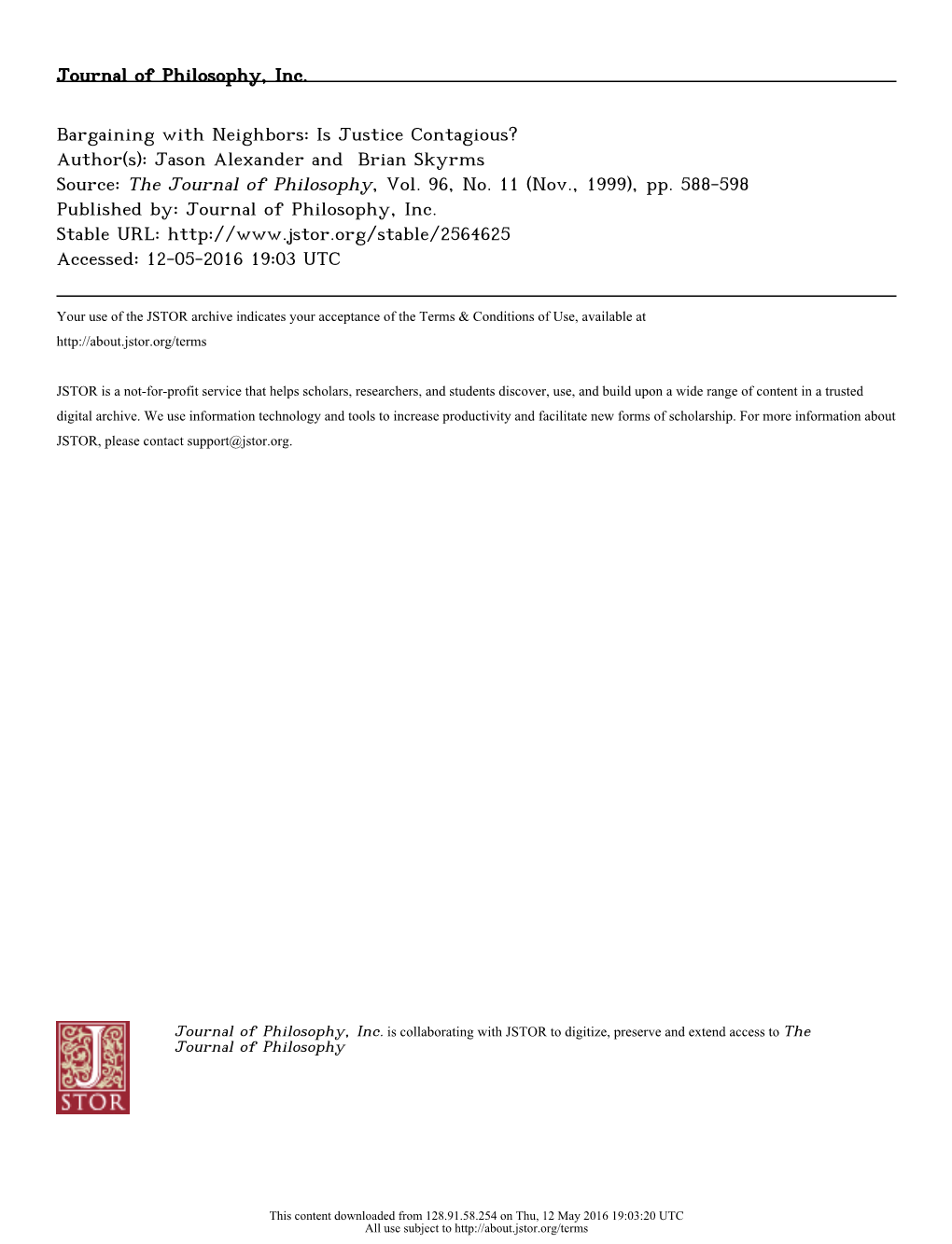 Bargaining with Neighbors: Is Justice Contagious? (1999)