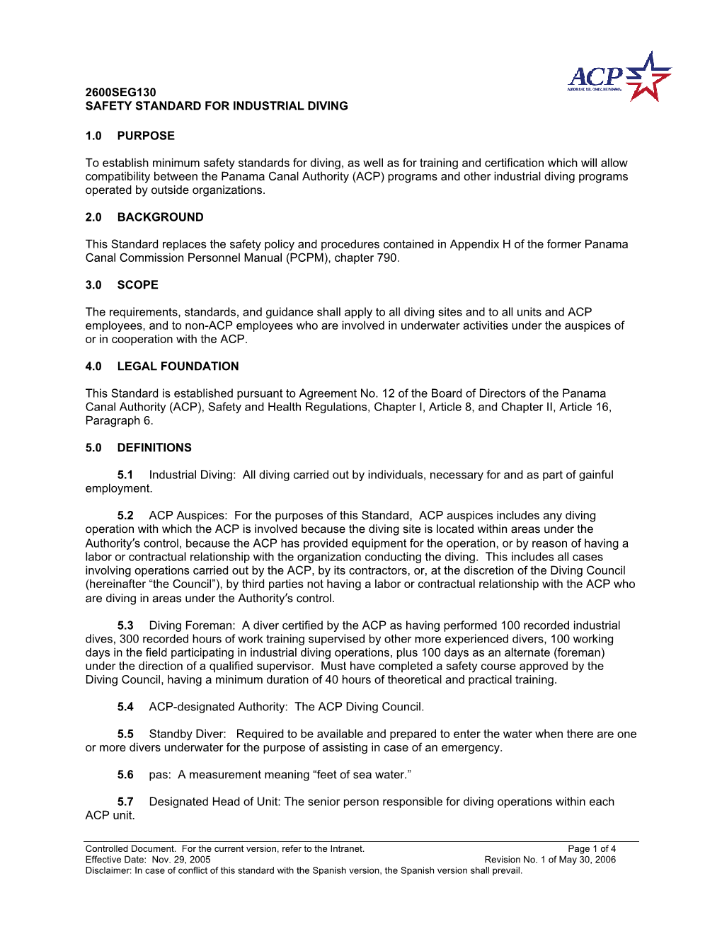 2600Seg130 Safety Standard for Industrial Diving