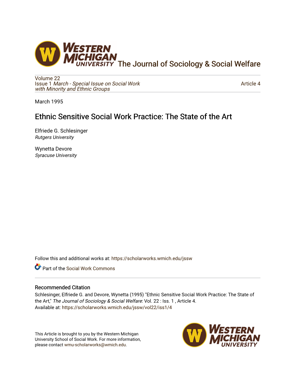 Ethnic Sensitive Social Work Practice: the State of the Art