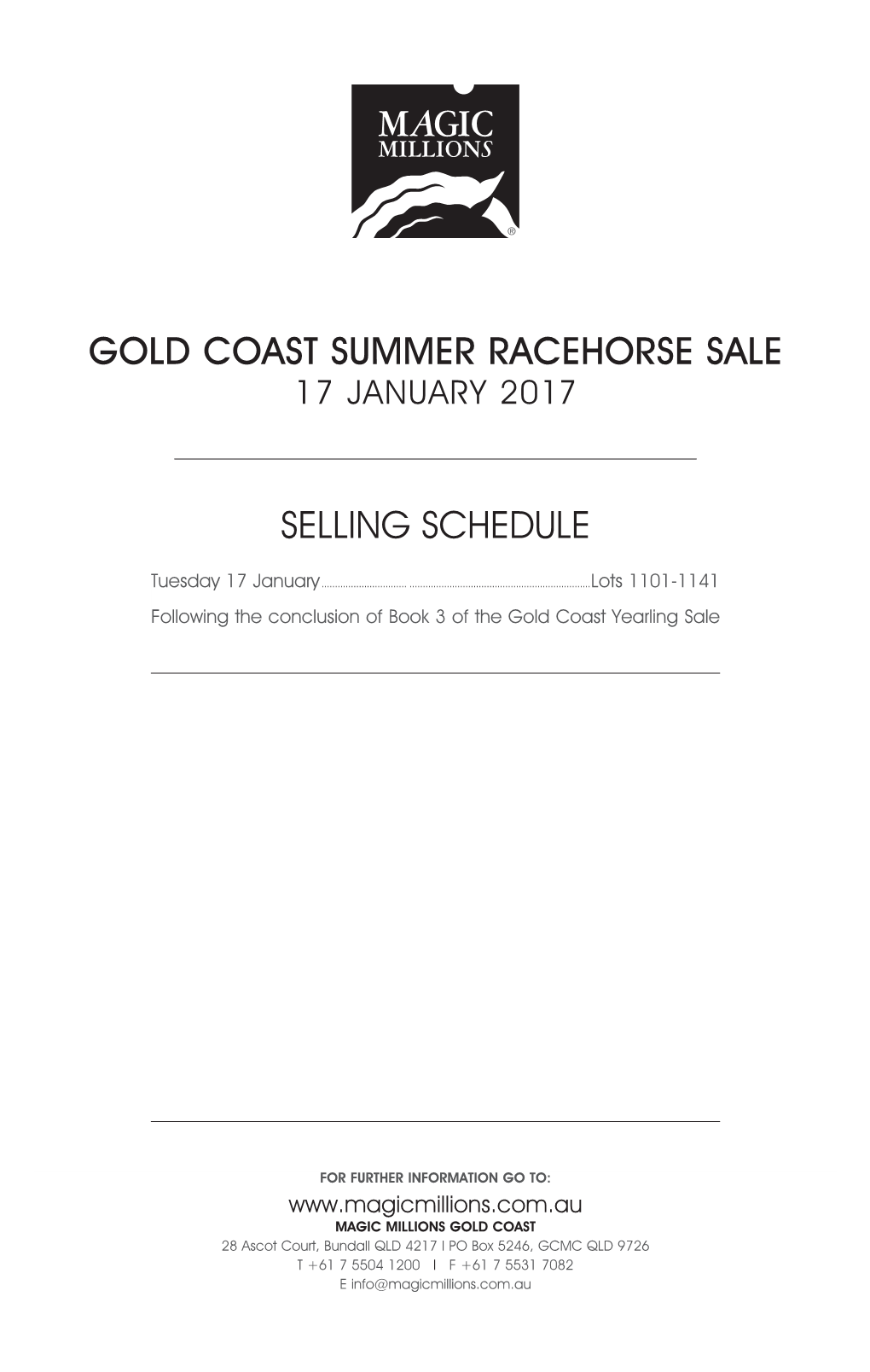 Gold Coast Summer Racehorse Sale Selling