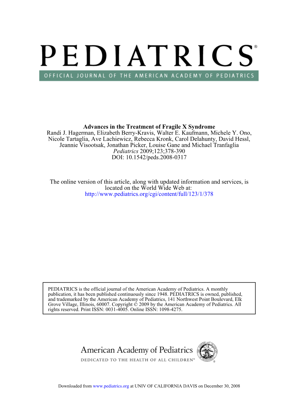 Hagerman Et Al 2008 TX of FXS Peds