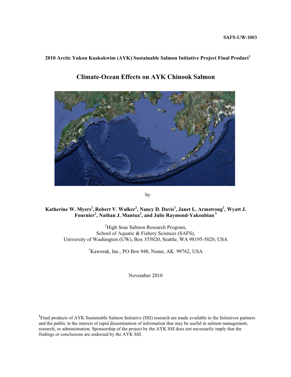 Climate-Ocean Effects on AYK Chinook Salmon
