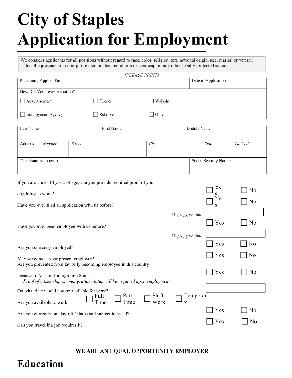 Application for Employment s94