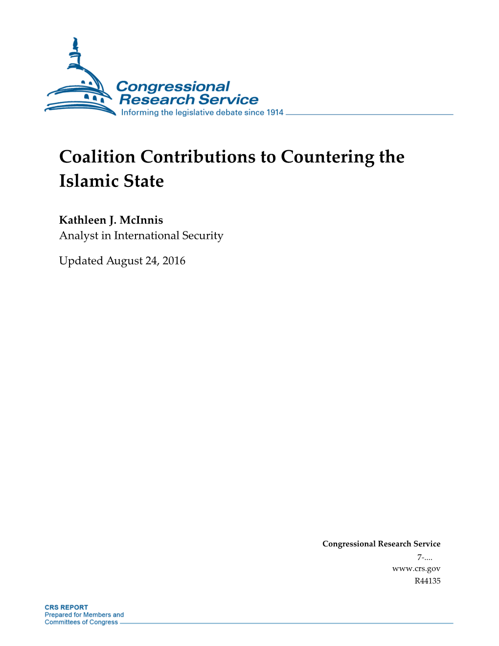 Coalition Contributions to Countering the Islamic State