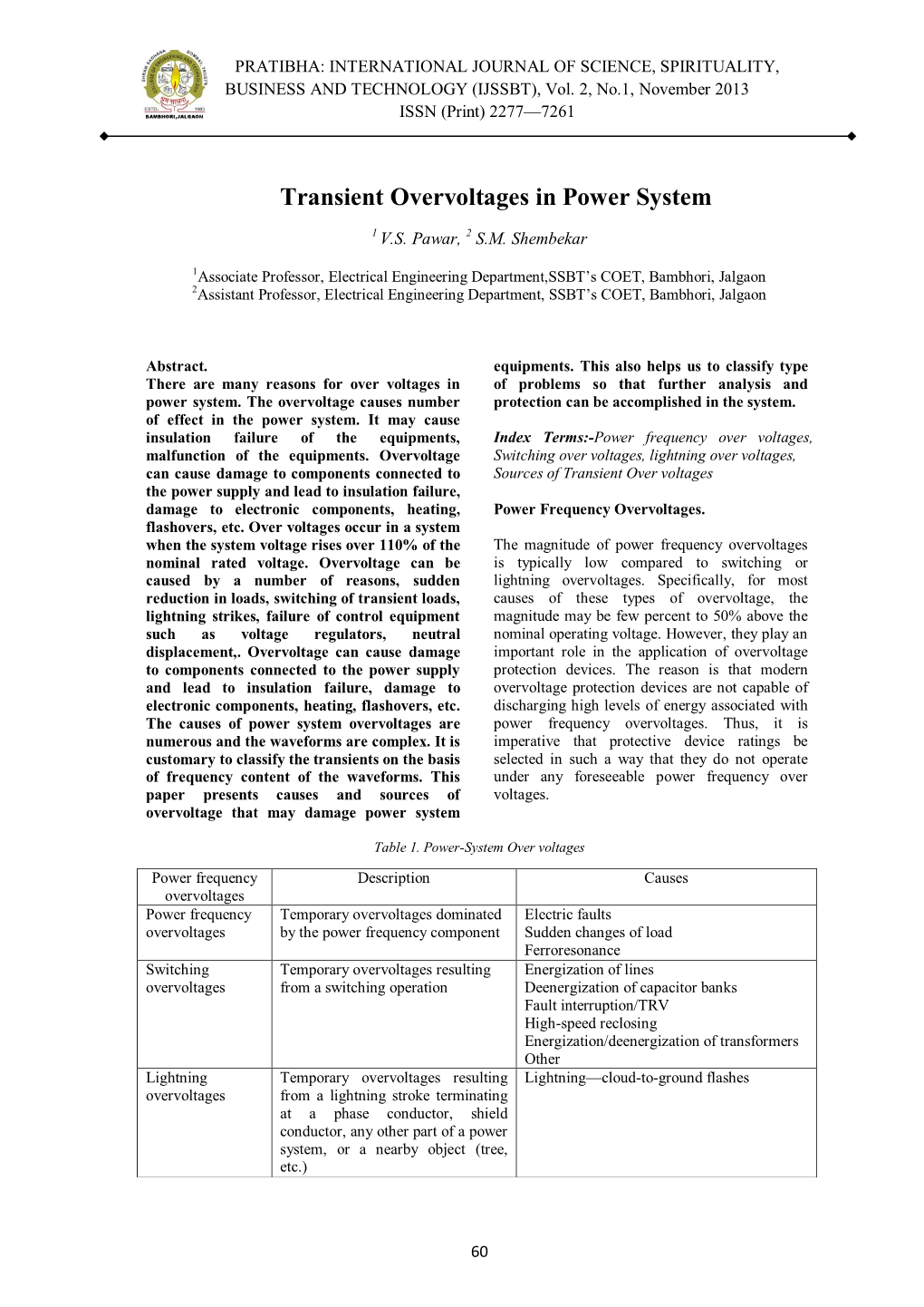 Transient Overvoltages in Power System