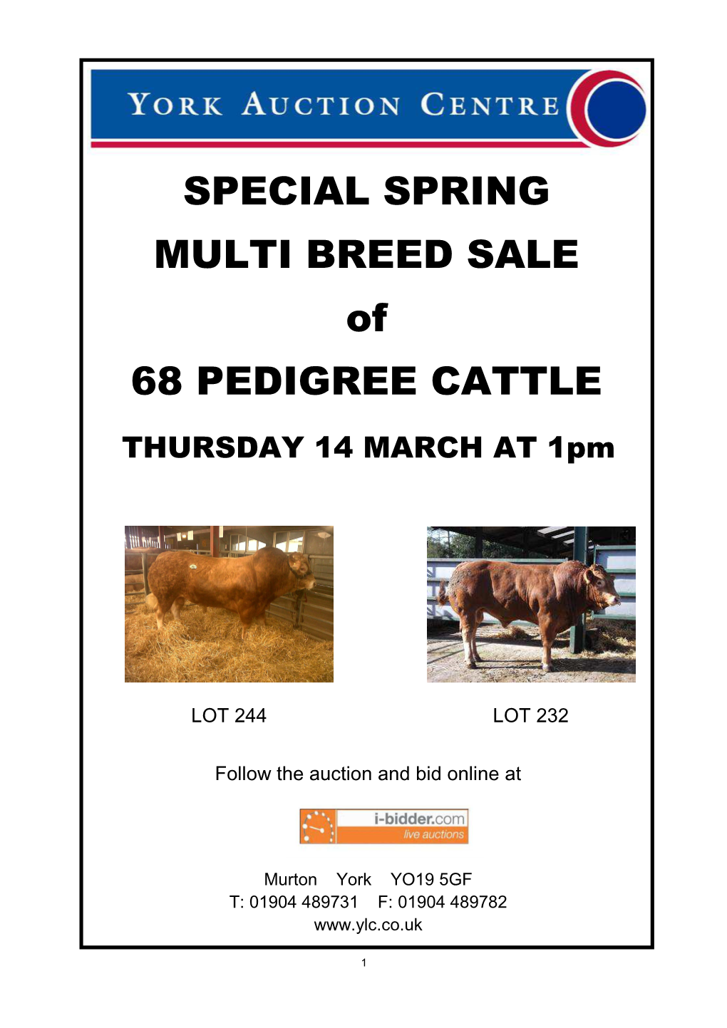 SPECIAL SPRING MULTI BREED SALE of 68 PEDIGREE CATTLE