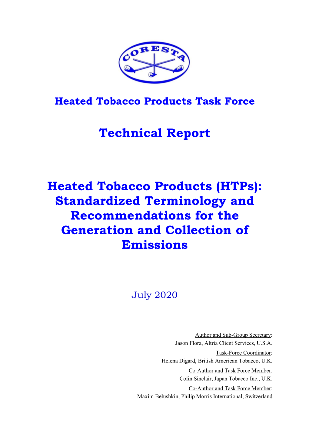 Technical Report Heated Tobacco Products