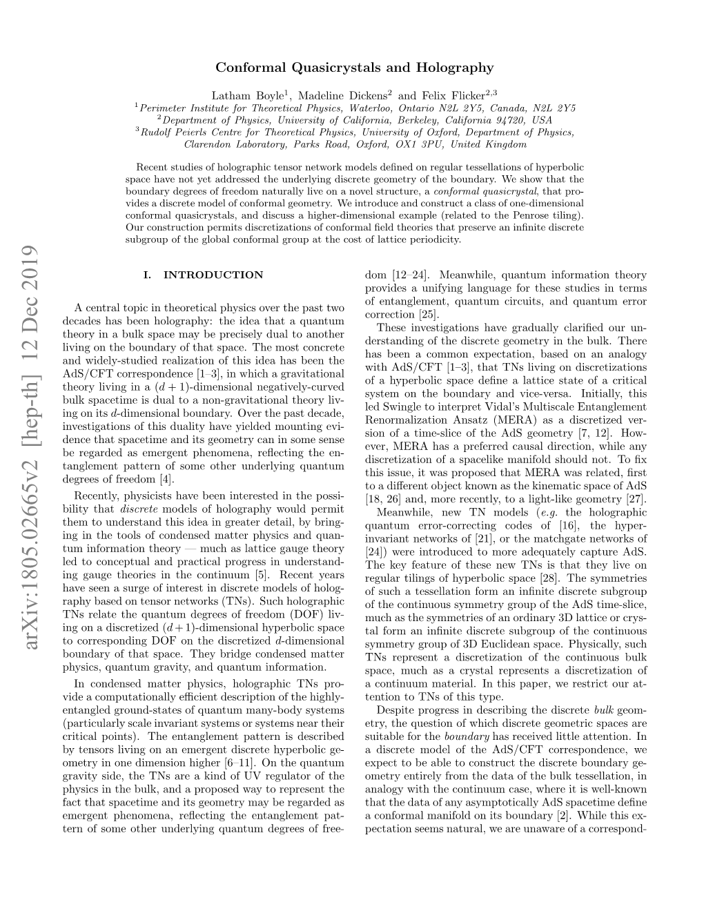 Conformal Quasicrystals and Holography