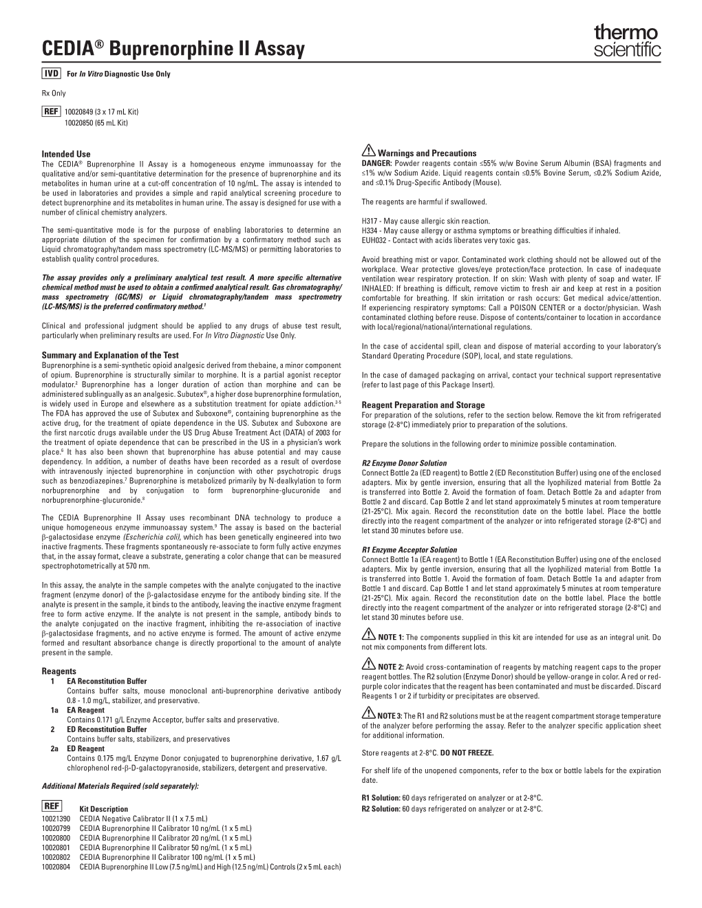 CEDIA® Buprenorphine II Assay