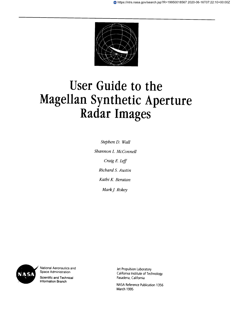 User Guide to the Magellan Synthetic Aperture Radar Images