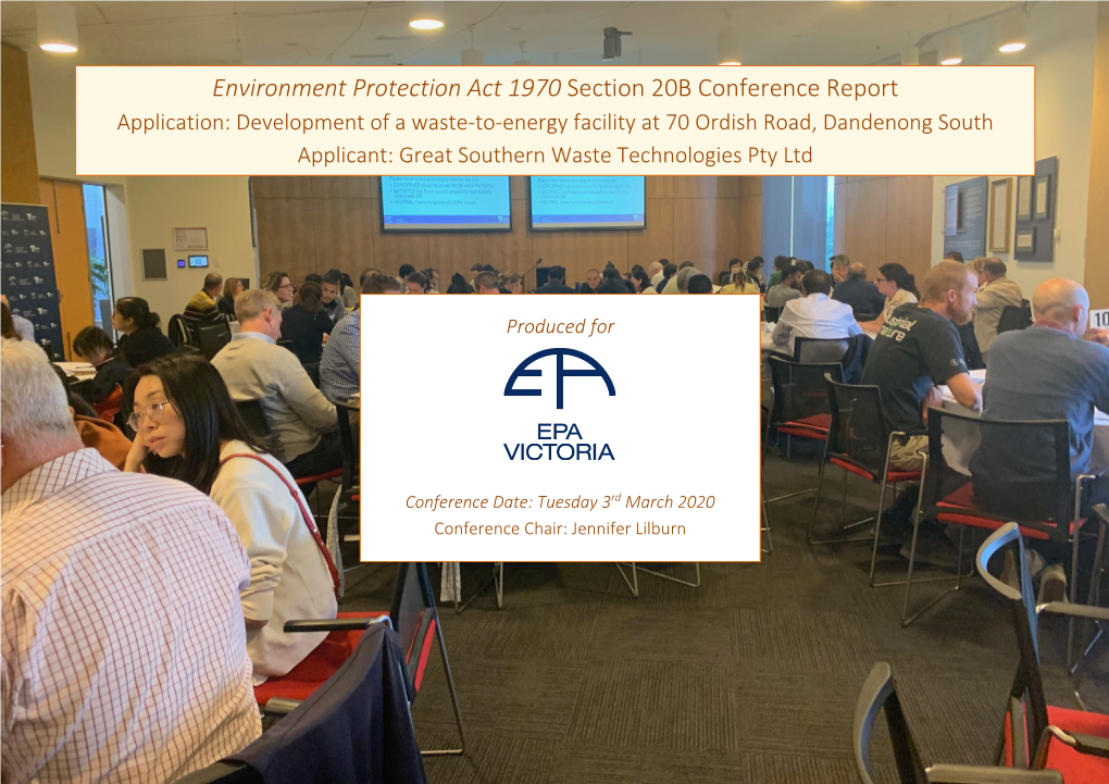 Environment Protection Act 1970 Section 20B Conference Report