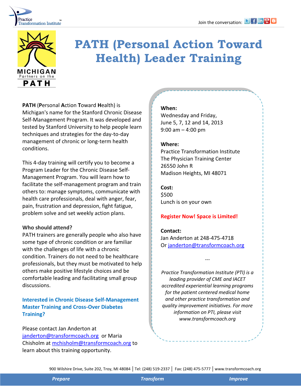 PATH (Personal Action Toward Health) Leader Training