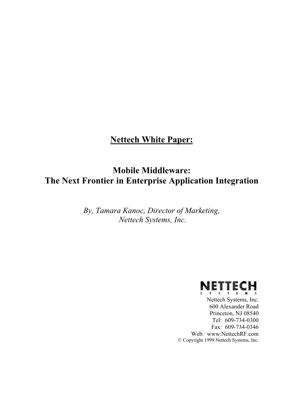 Mobile Middleware: the Next Frontier in Enterprise Application Integration