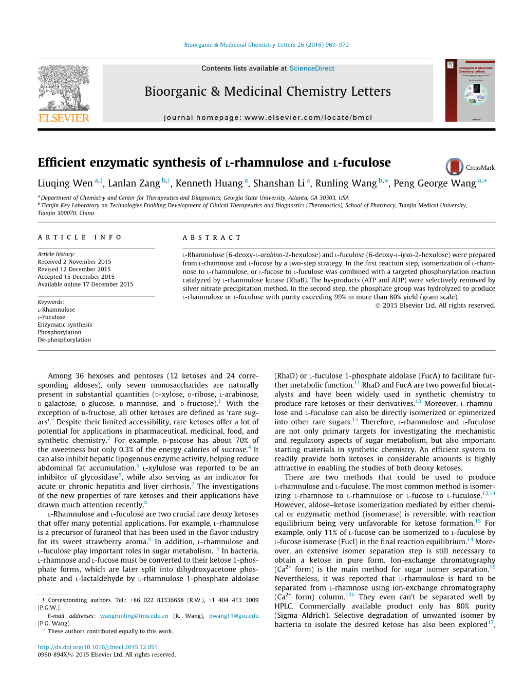 Efficient Enzymatic Synthesis of L-Rhamnulose and L-Fuculose