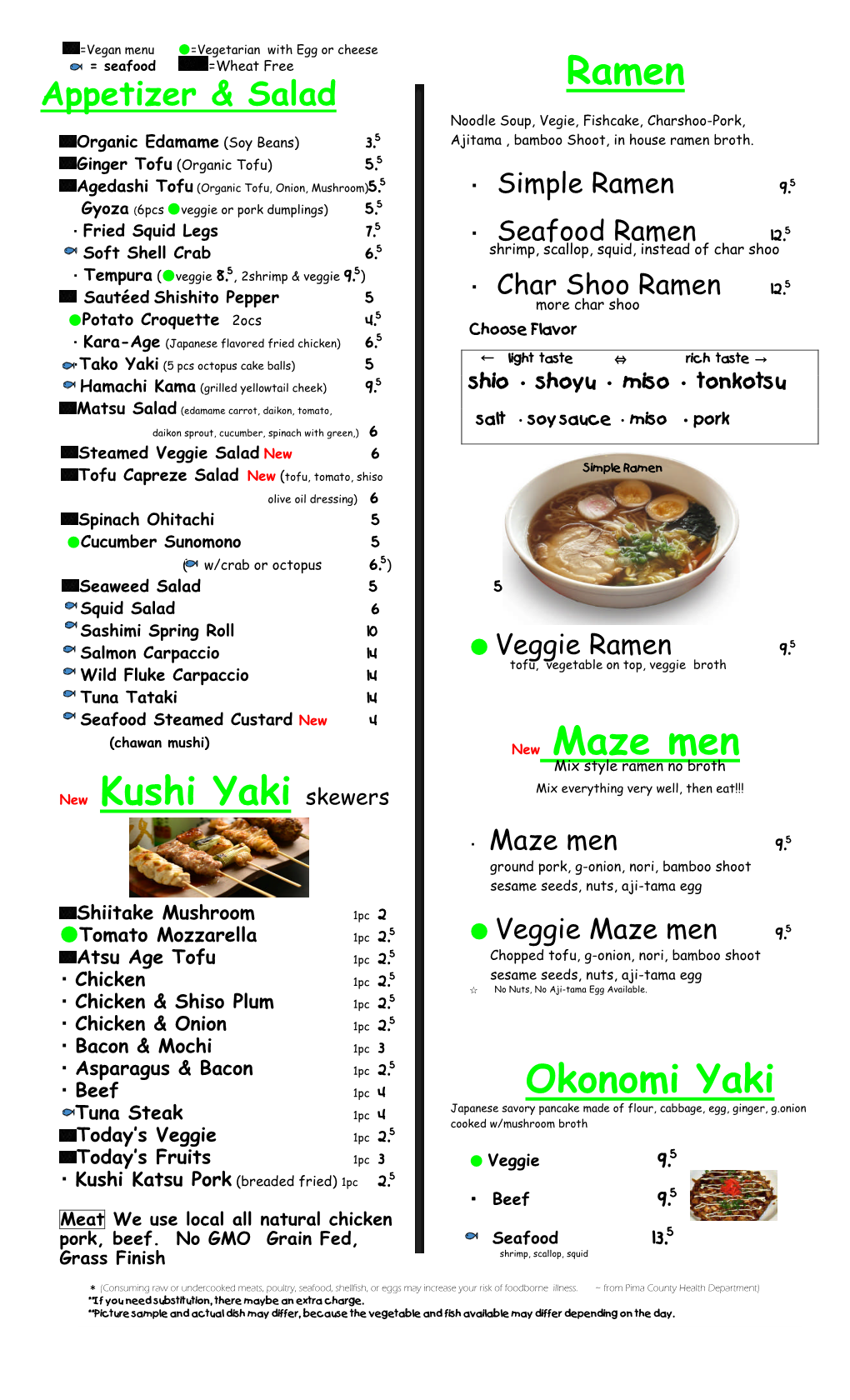 New Kushi Yaki Skewers Ramen New Maze Men Okonomi Yaki