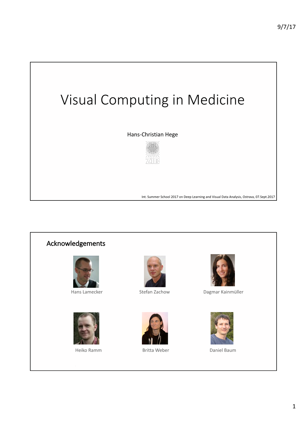 Visual Computing in Medicine