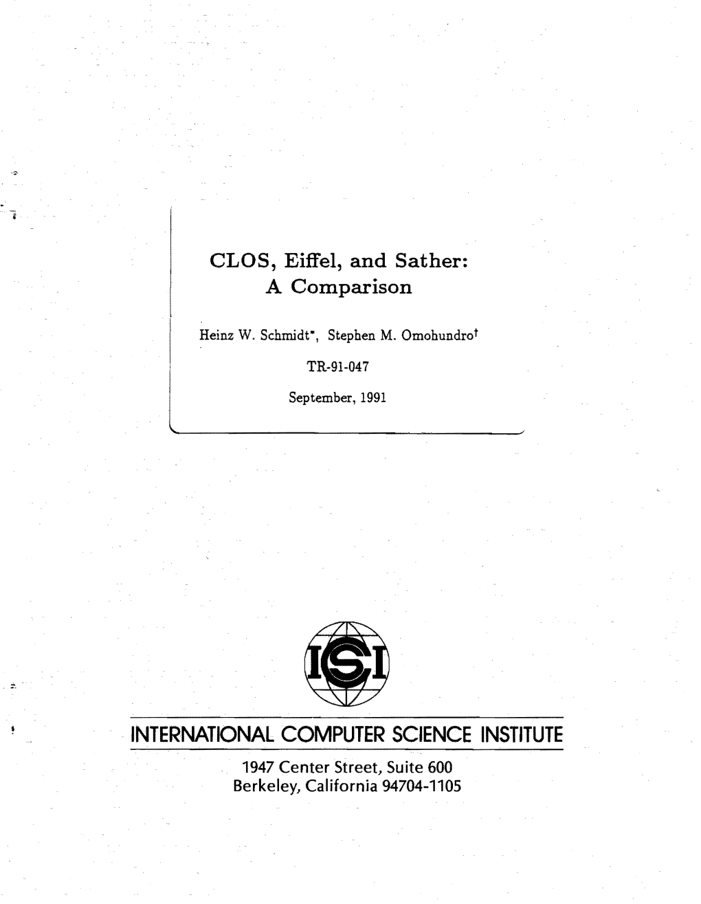 CLOS, Eiffel, and Sather: a Comparison